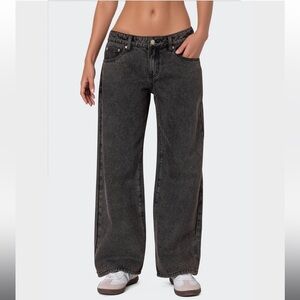 Edikted Petite Raelynn Black Washed Low Rise Jeans